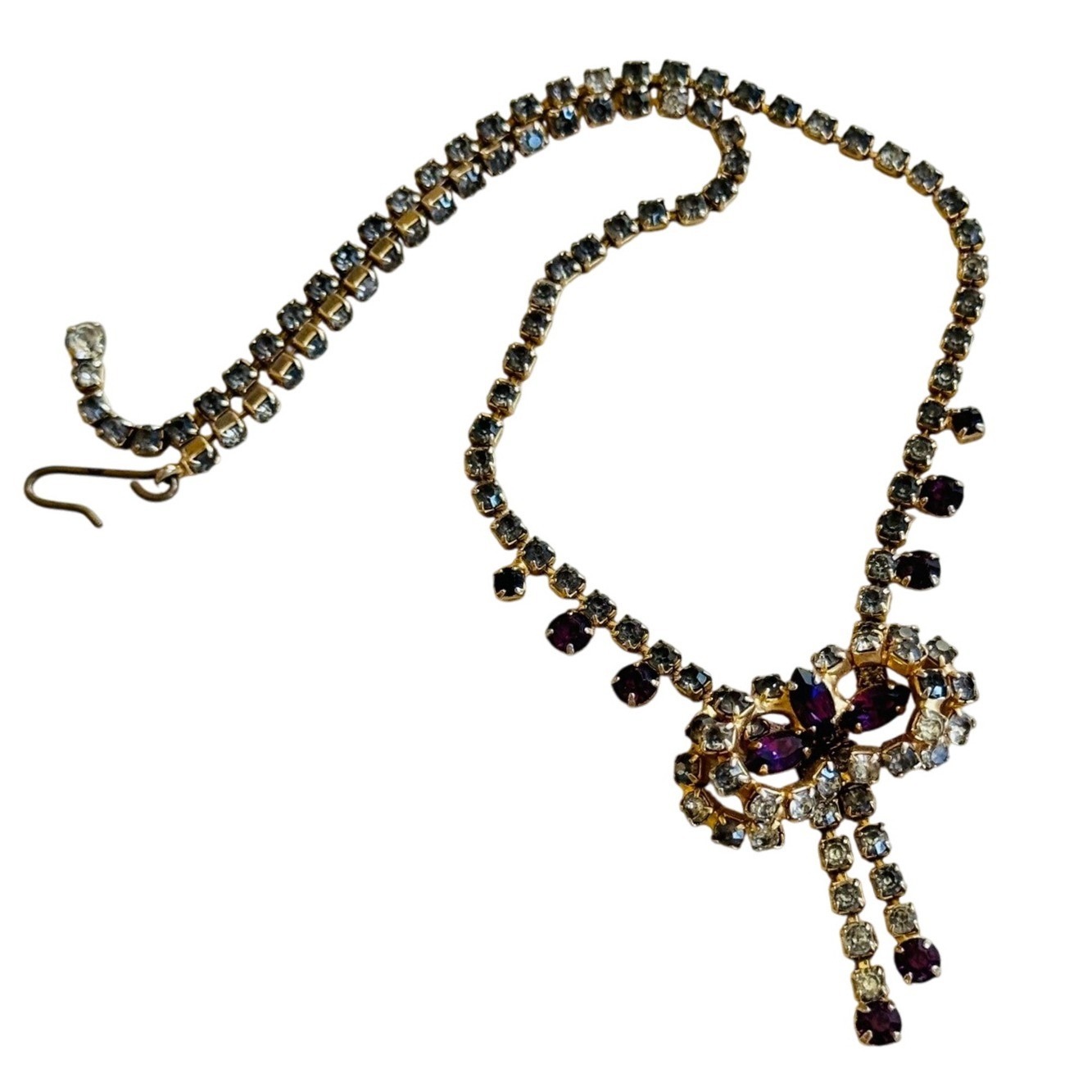 Choker Necklace Vtg Jeweled Austrian Crystal Rhinestone Jeweled Art Deco Purple
